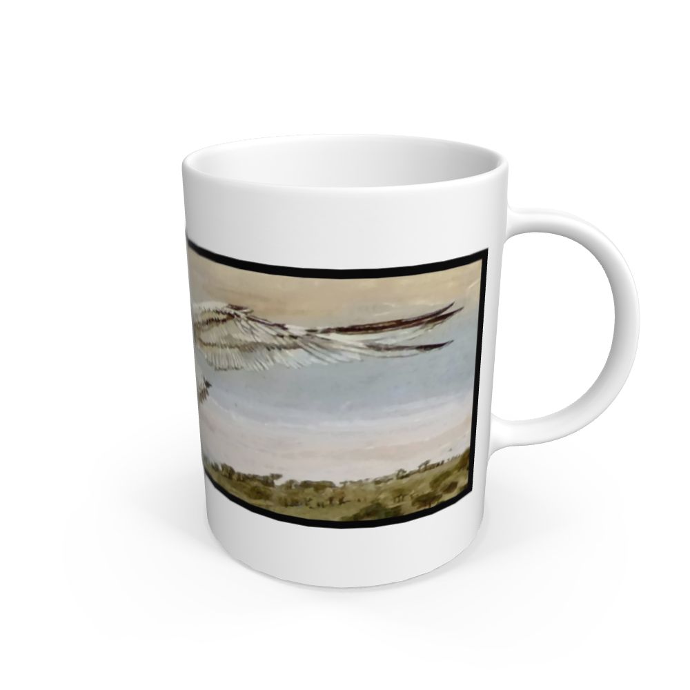 White Gull Above The Cobb, Lyme Regis: White Mug
