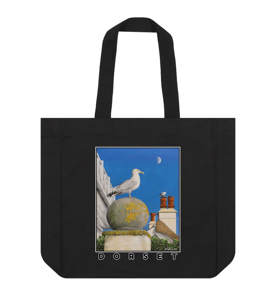 Black A View Of The Sea At Lyme Regis: Shopper Tote Bag