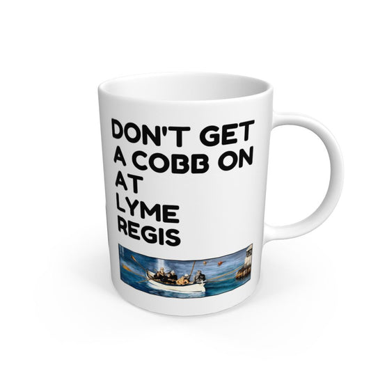 White Don't Get A Cobb On At Lyme Regis (Version 2): White Mug